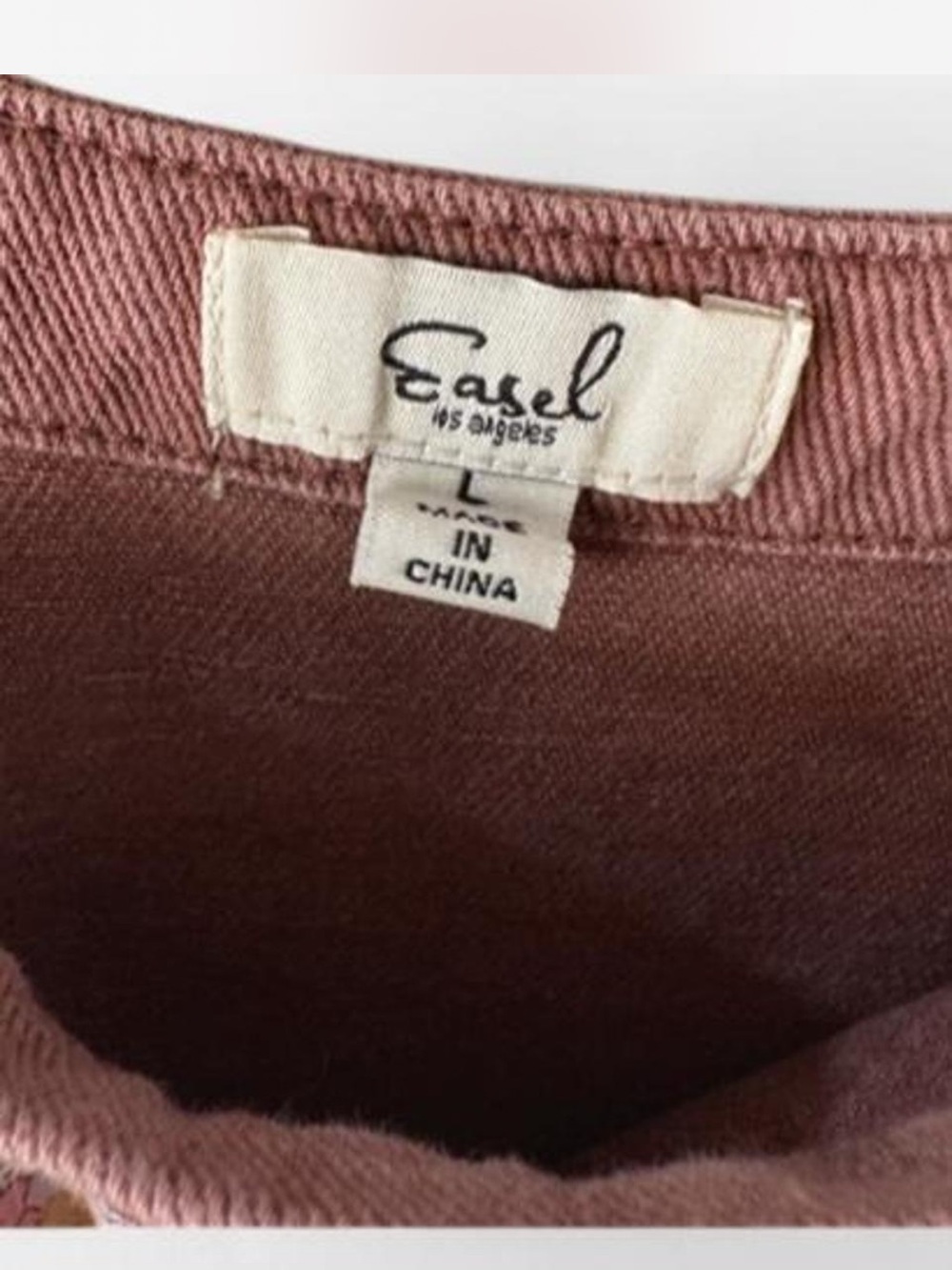 Easel Women's Dusty Rose Patchwork Ankle Length Overalls - Picture 4 of 4